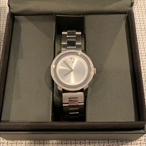 Movado sterling and diamond watch